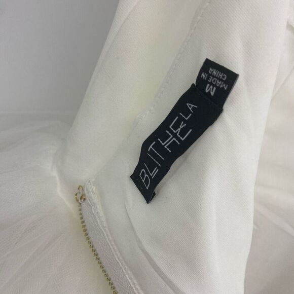Blithe LA Women's White Tube Ruffle Gown Maxi Dress Size Medium - Picture 5 of 9